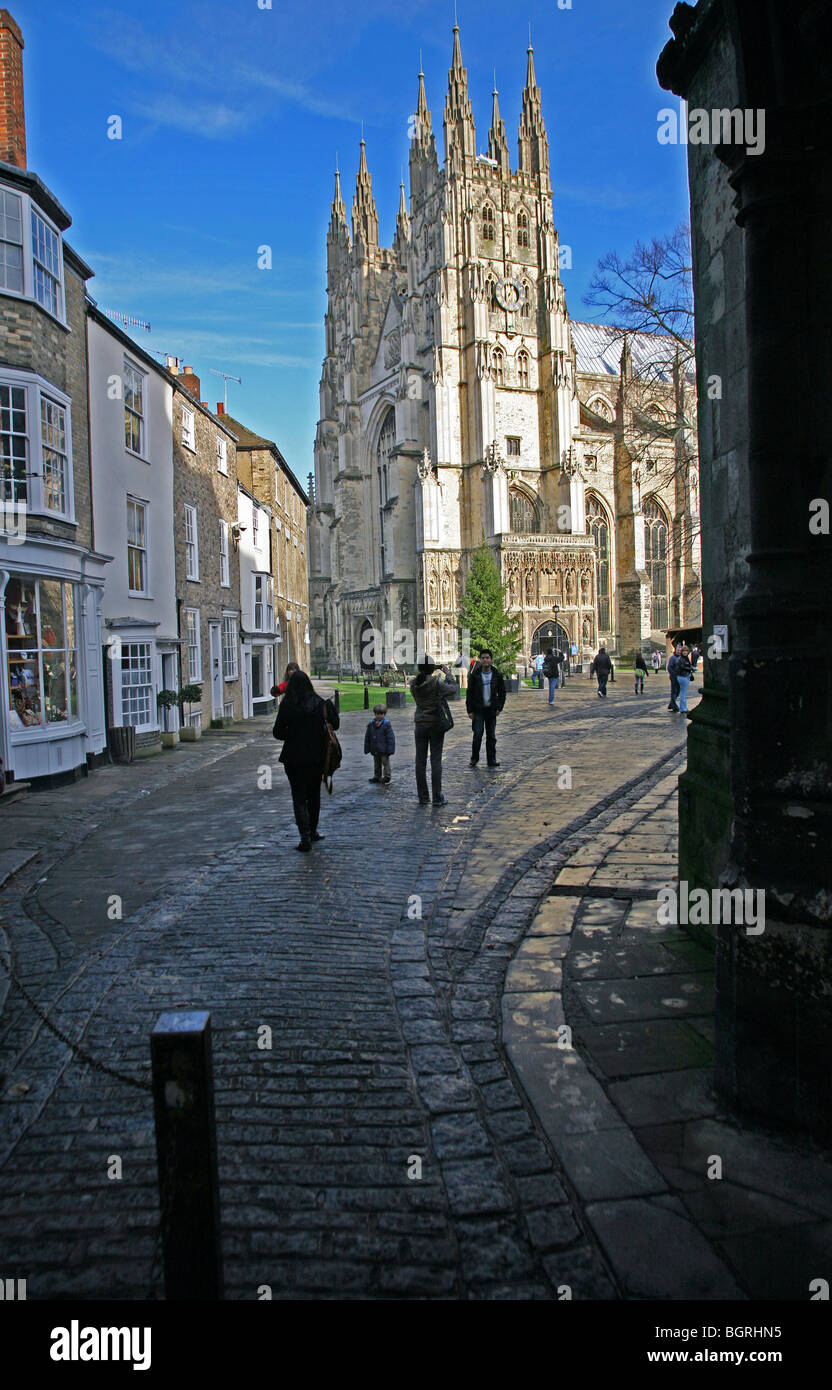 Blick auf die Westfassade der Kathedrale von Canterbury Christ Kirche Tor Stockfoto