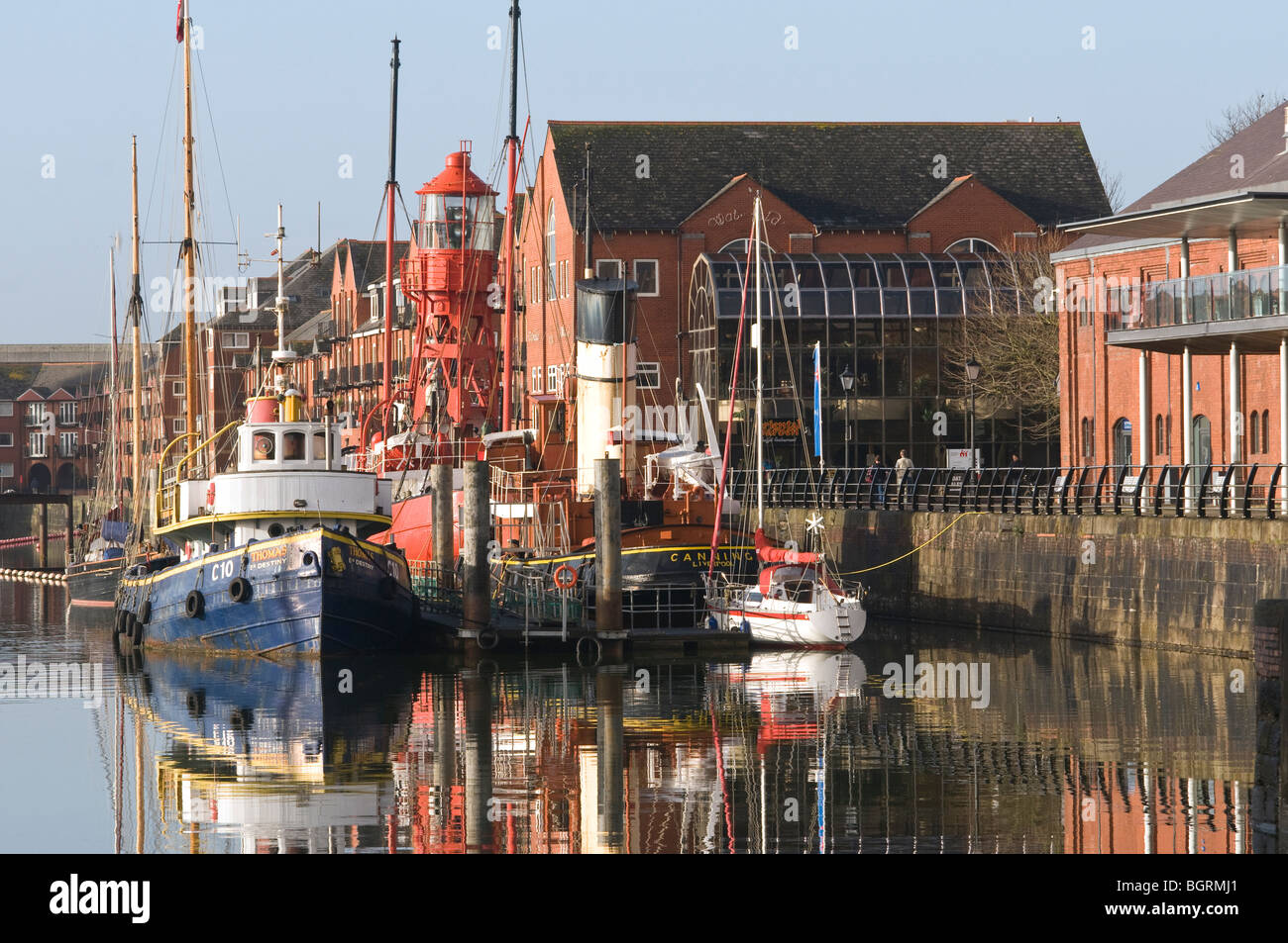 Alte Boote ankern in Swansea Marina als ein schwimmendes Museum für die Öffentlichkeit zugänglich Stockfoto