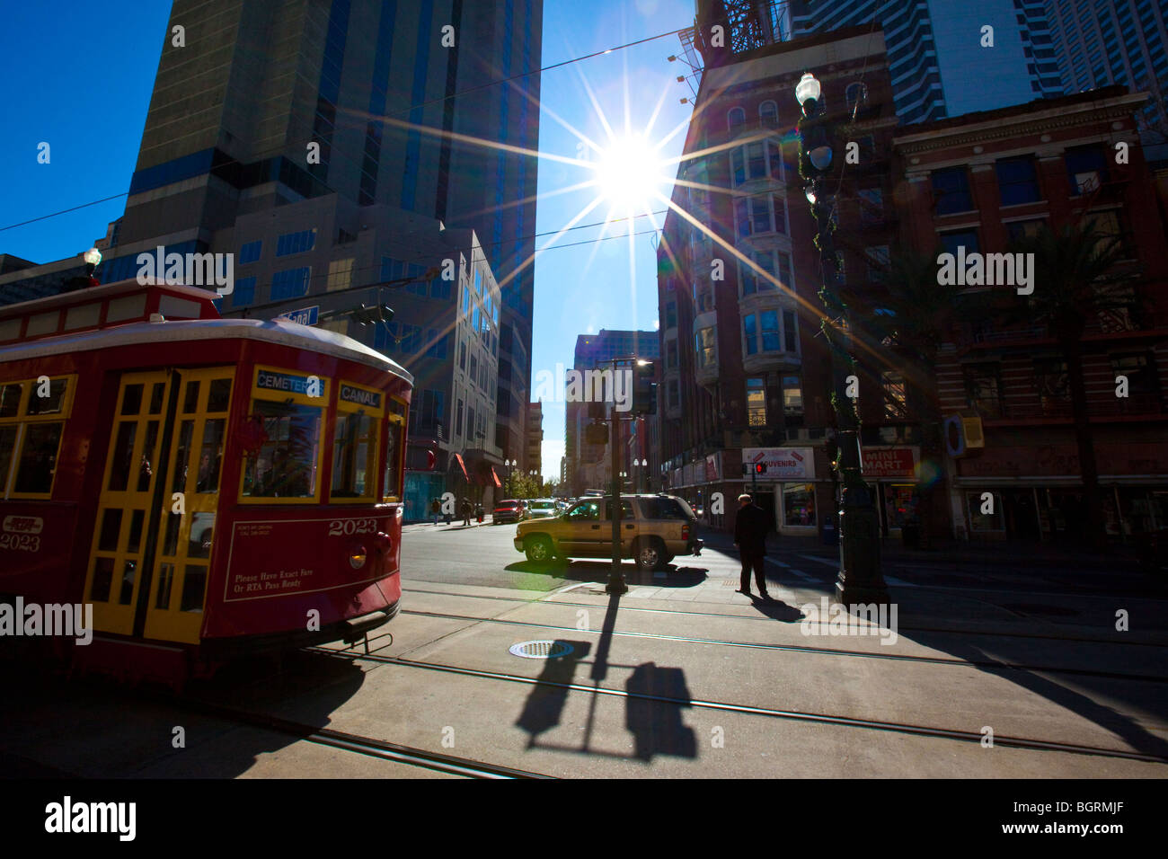 Straßenbahn in der Innenstadt von New Orleans, LA Stockfoto