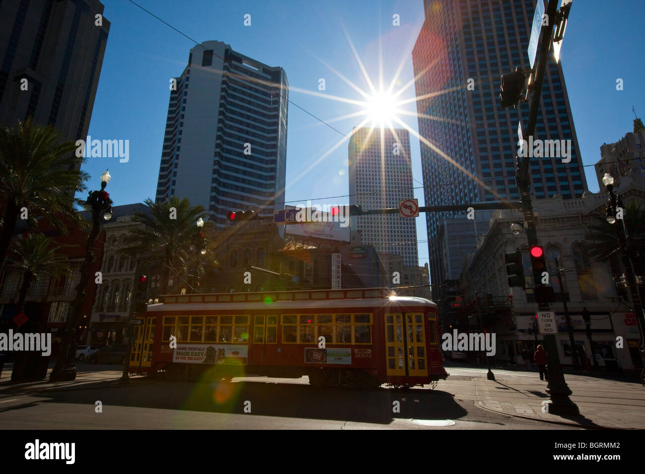 Straßenbahn in der Innenstadt von New Orleans, LA Stockfoto