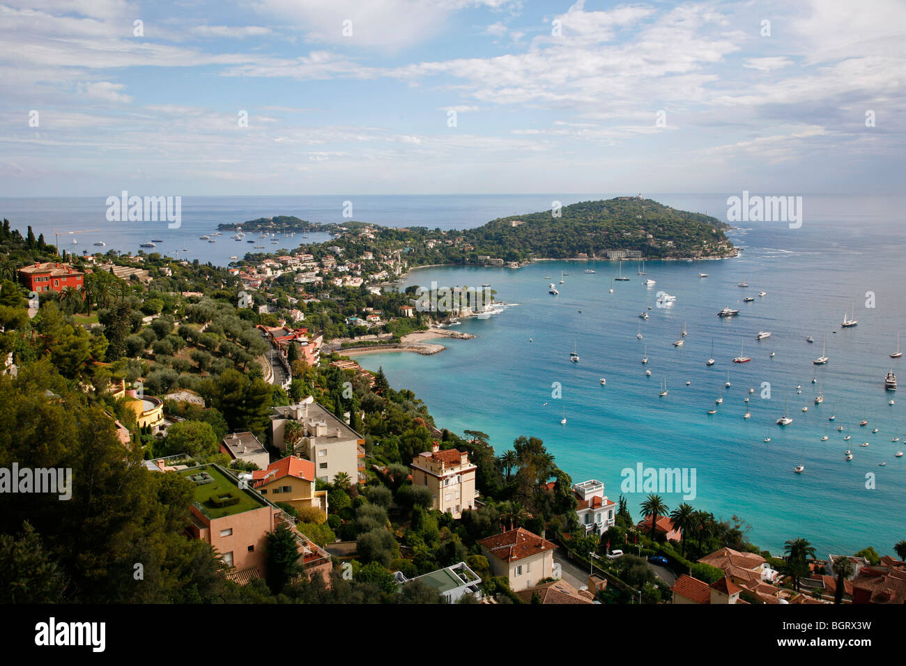 Ansicht von Villefranche Sur Mer, Côte d ' Azur, Alpes Maritimes, Provence, Frankreich. Stockfoto