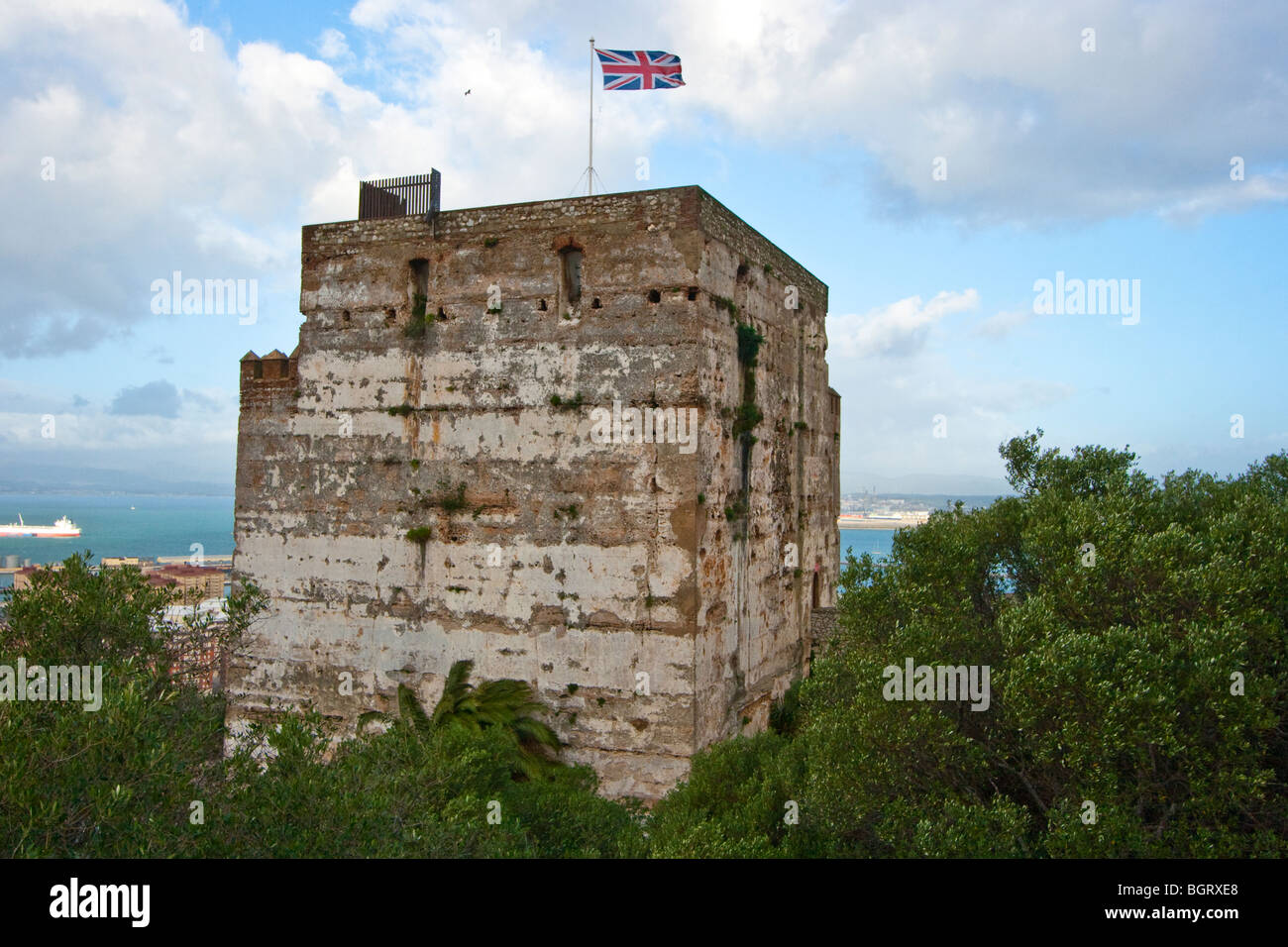 Maurische Festung Turm in Gibraltar Stockfoto