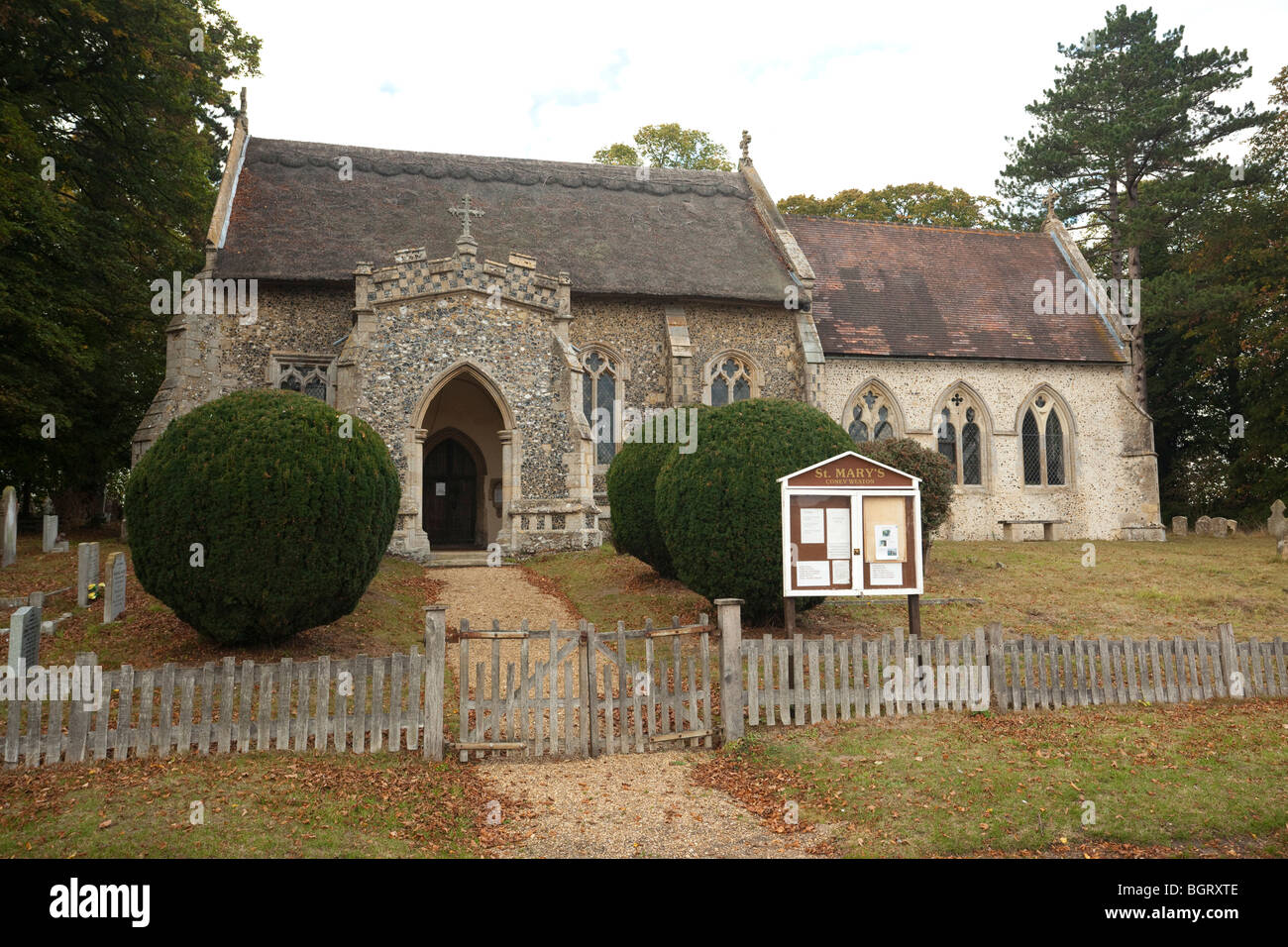 Str. Marys Kirche bei Coney Weston, Suffolk, UK Stockfoto