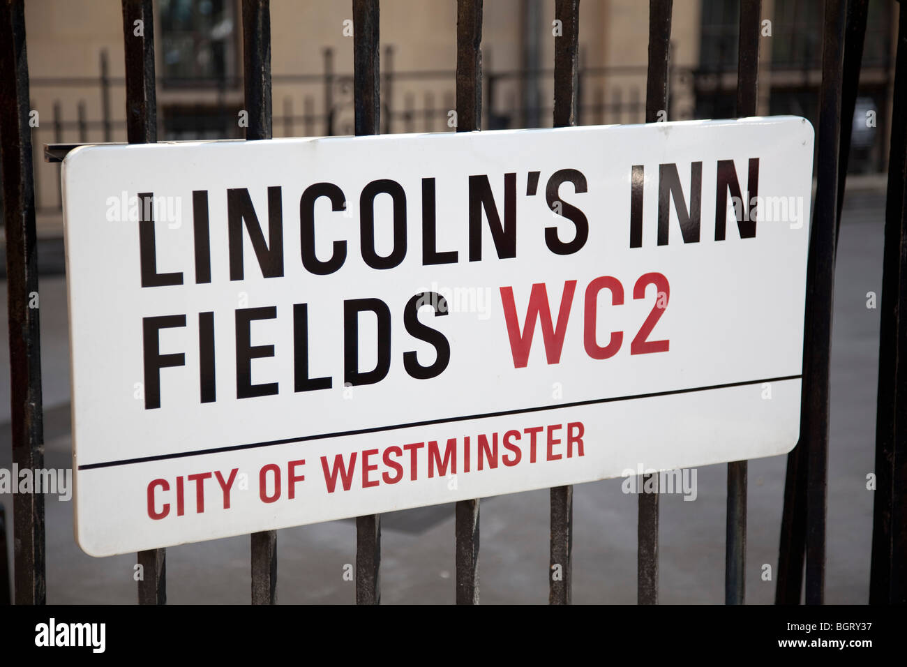 Straßenschild für Lincoln es Inn Fields, WC2. Stockfoto