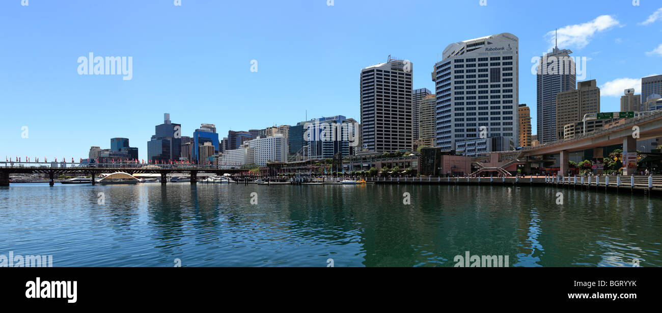 Hochauflösende 74mp Panorama von Darling Harbour in Sydney Stockfoto