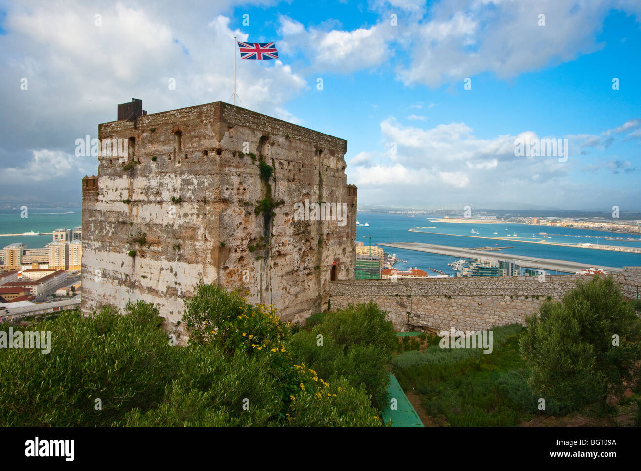 Maurische Festung Turm in Gibraltar Stockfoto