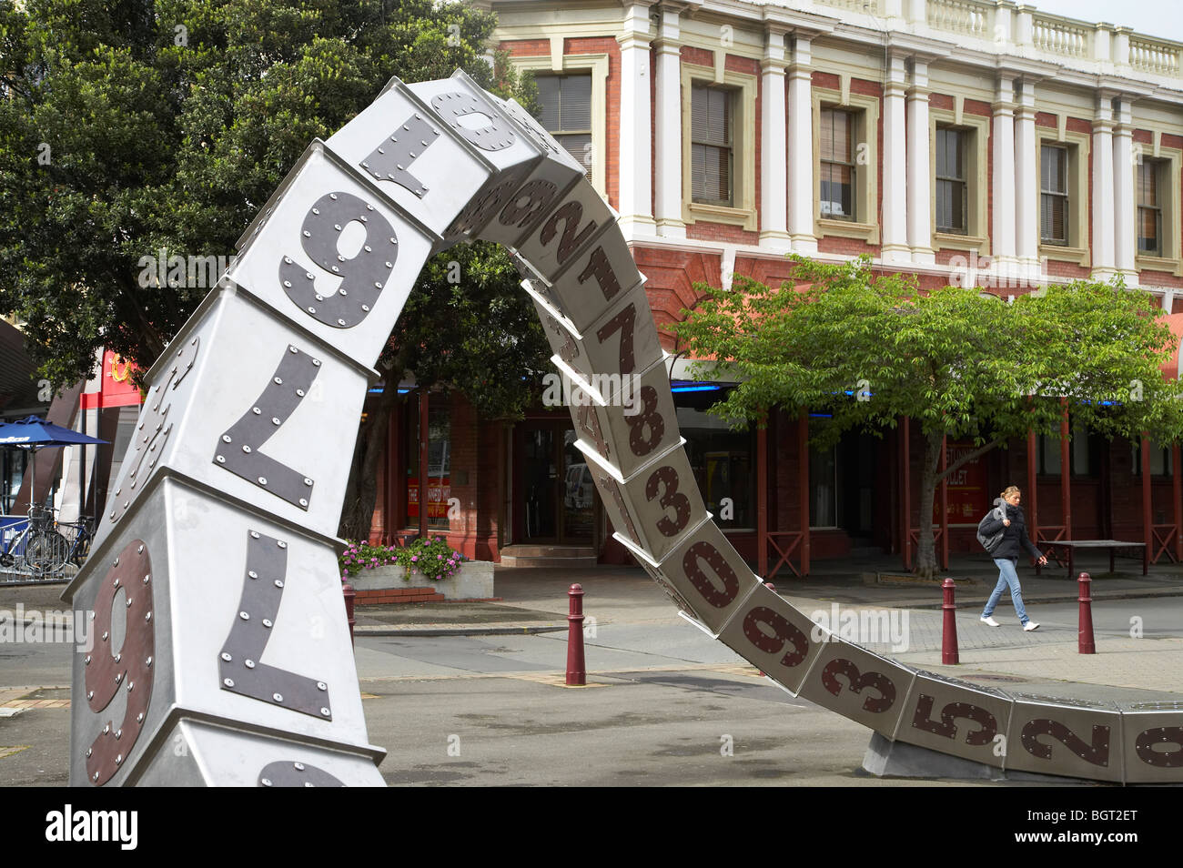 Skulptur im öffentlichen Raum "Numbers" von Anton Parsons, Palmerston North, Manawatu Nordinsel, Neuseeland Stockfoto