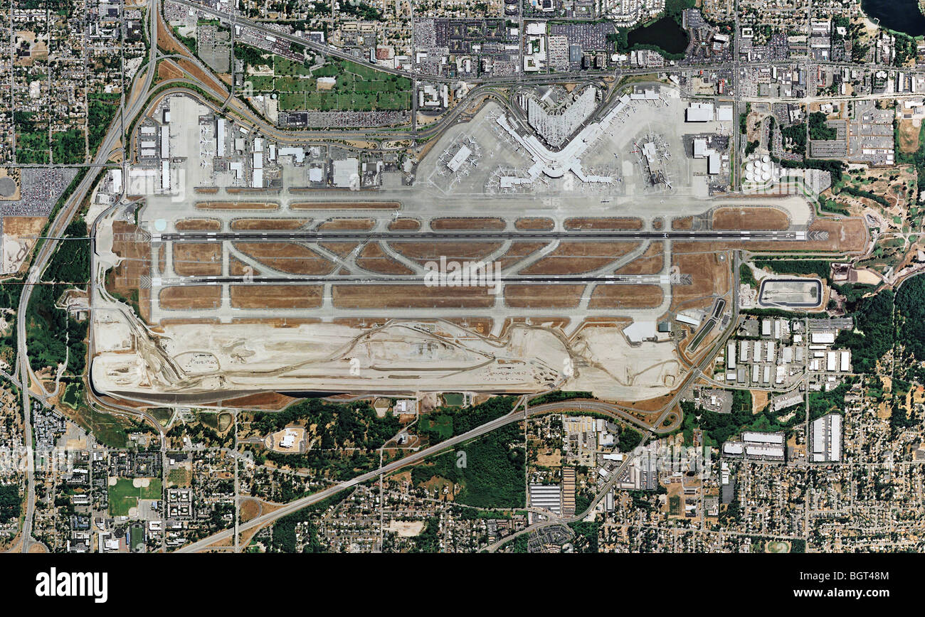 Luftbildkarte Anzeigen über Boeing Field King County International Airport BFI Seattle Washington Stockfoto