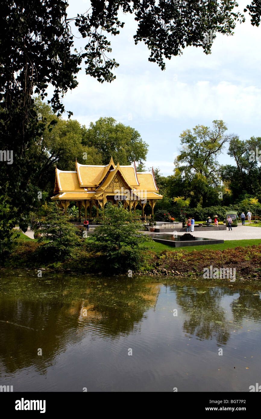 Thai-Pavillon und Garten, Olbrich botanischen botanischen Gärten, Madison, Wisconsin, USA, Nordamerika Stockfoto