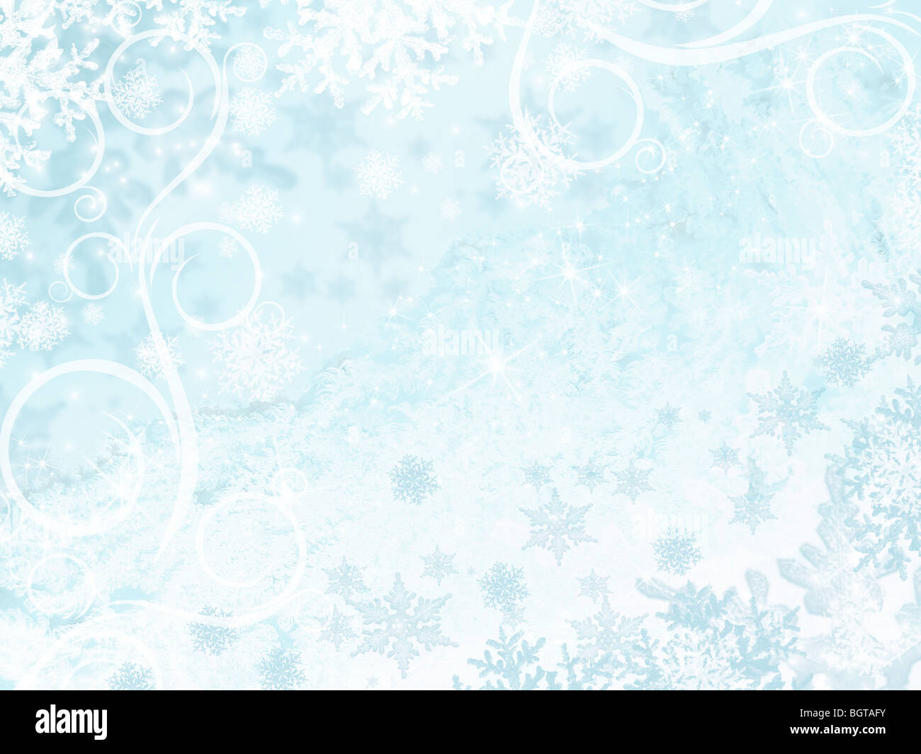 Winter blauer Hintergrund mit Schneeflocke, Stars und ornament Stockfoto