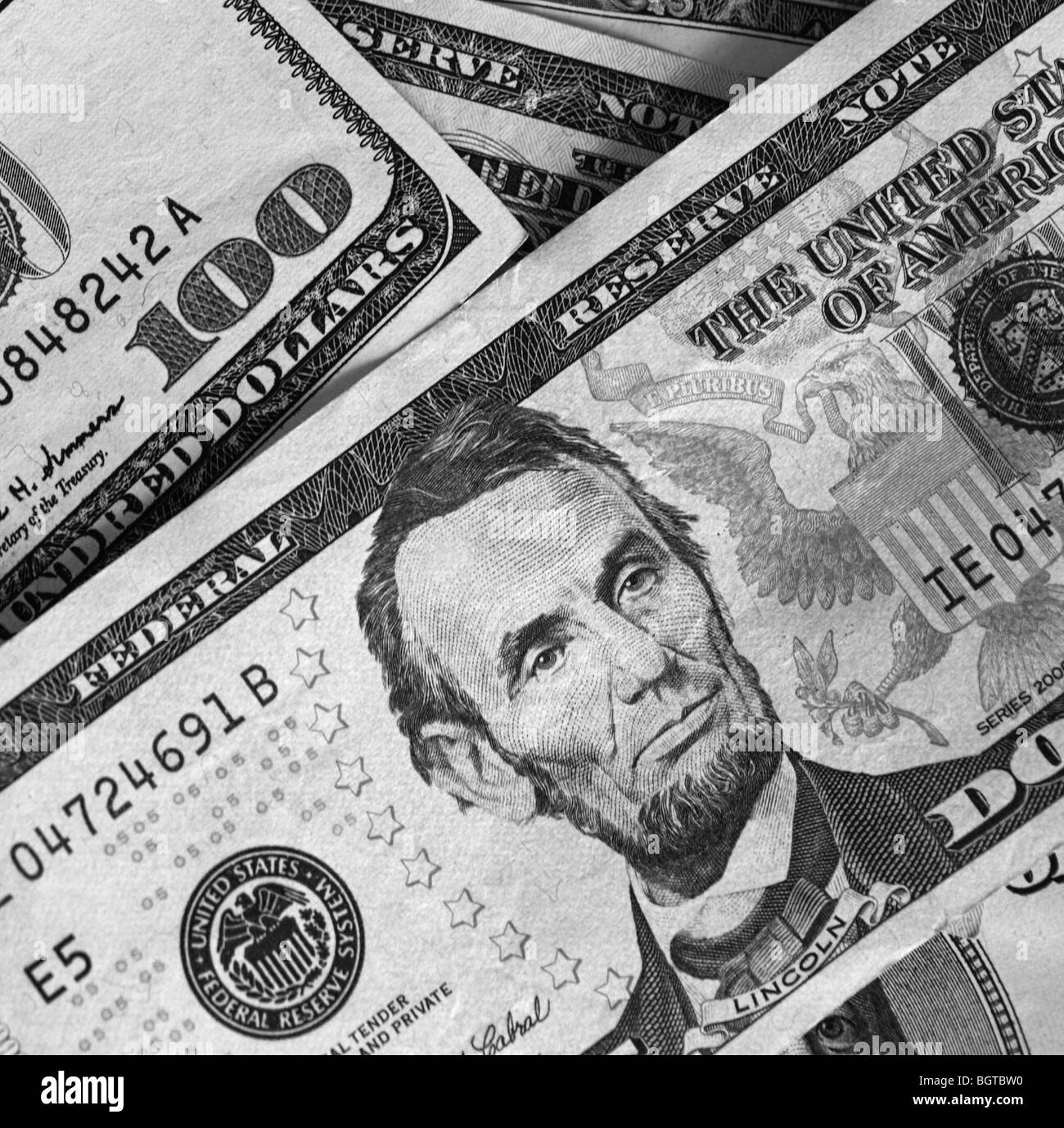 US-Währung; $5 Schein Stockfoto