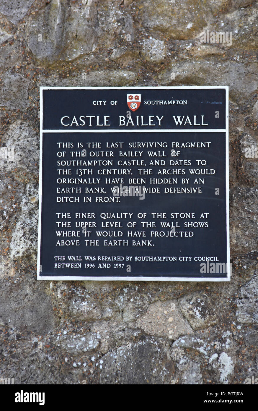 Southampton, Burgmauer Bailey Stockfoto