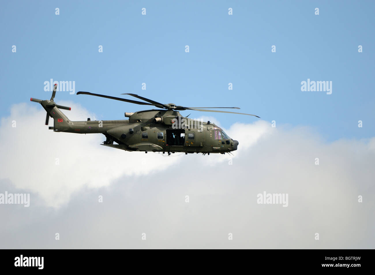 Merlin Hubschrauber während des Fluges, training Flug in Oxfordshire, Vereinigtes Königreich. Stockfoto