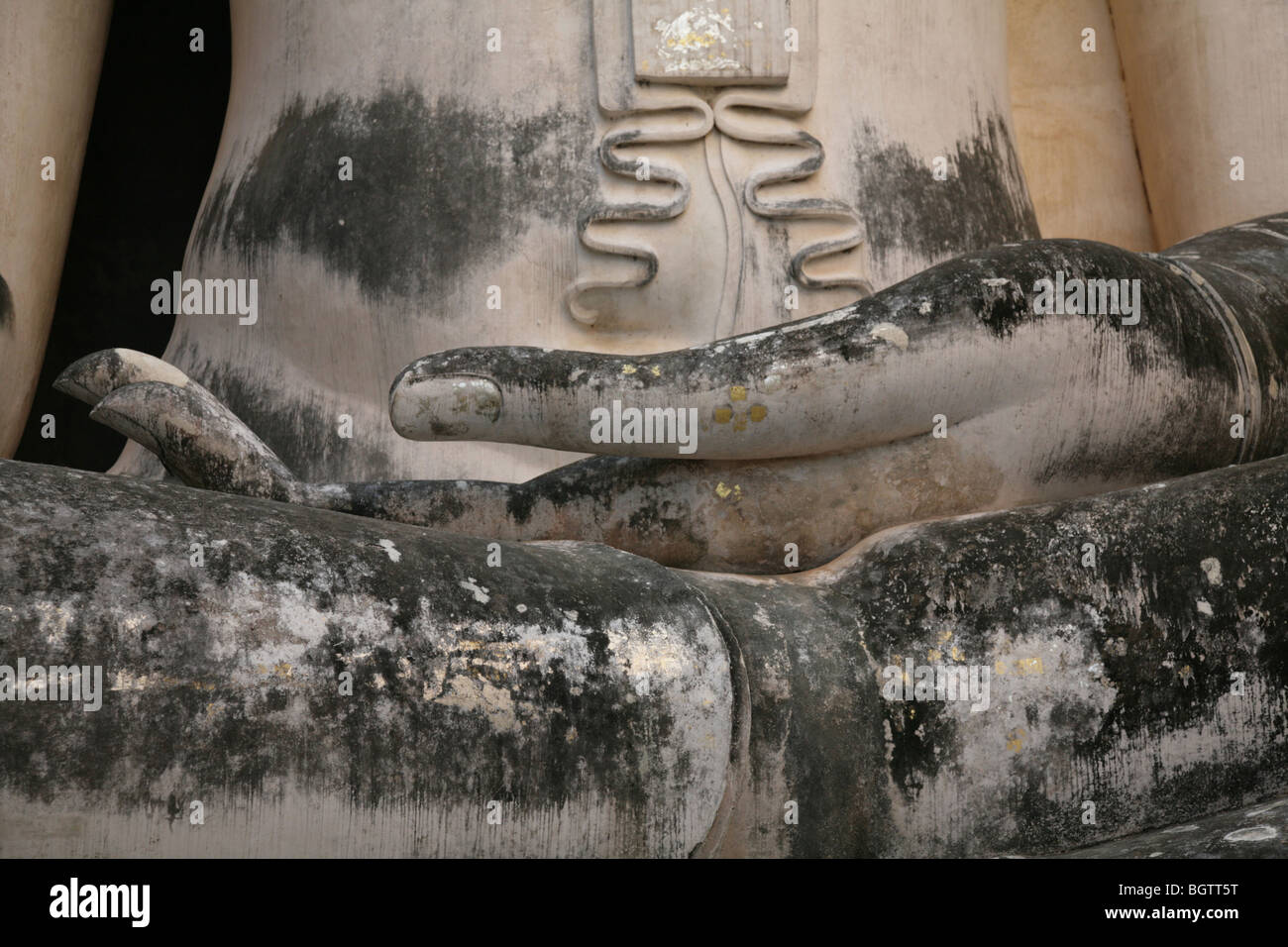 Big Buddha Hand Detail Thailand Tempel Sukhothai Stockfoto