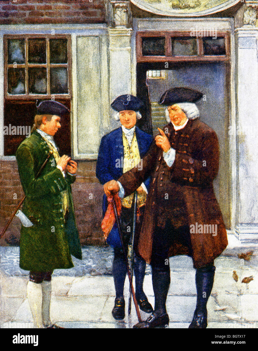 n 1764, gründete Samuel Johnson seine bekannten "Club." Hier trifft er sich mit befreundeten Dichter Oliver Goldsmith. Stockfoto