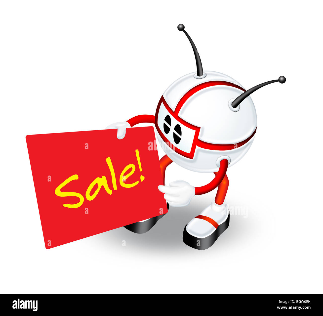 3D Cartoon-Figur mit Einzelhandel Verkauf Plakat Stockfoto
