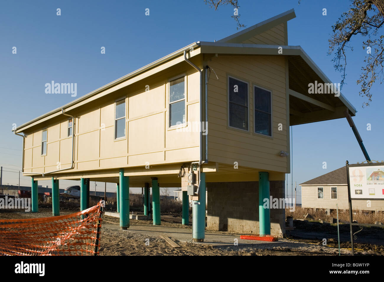 Grüne Häuser im Bau Umbau niedriger 9th Ward, machen es Right Foundation, New Orleans, Louisiana Stockfoto