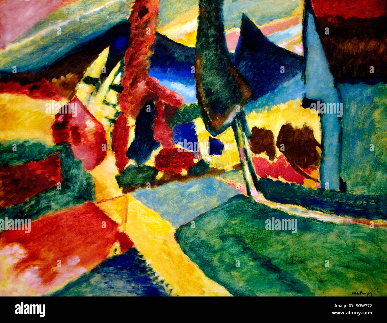 Wassili Kandinsky Landschaft mit zwei Pappeln 1912 Stockfoto