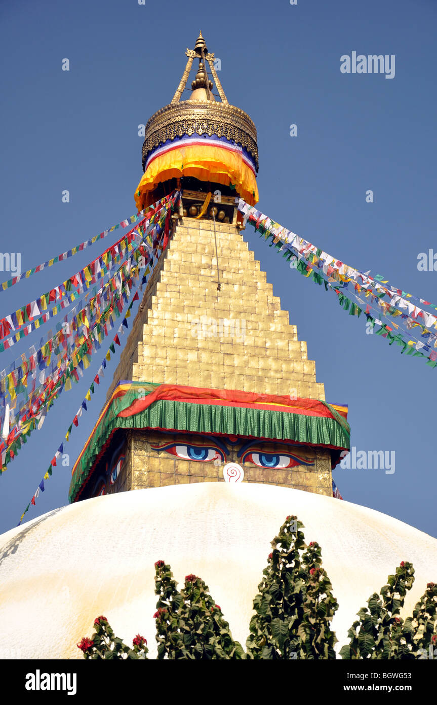 Der Stupa von Bodnath Tempel, Kathmandu, Nepal. Stockfoto