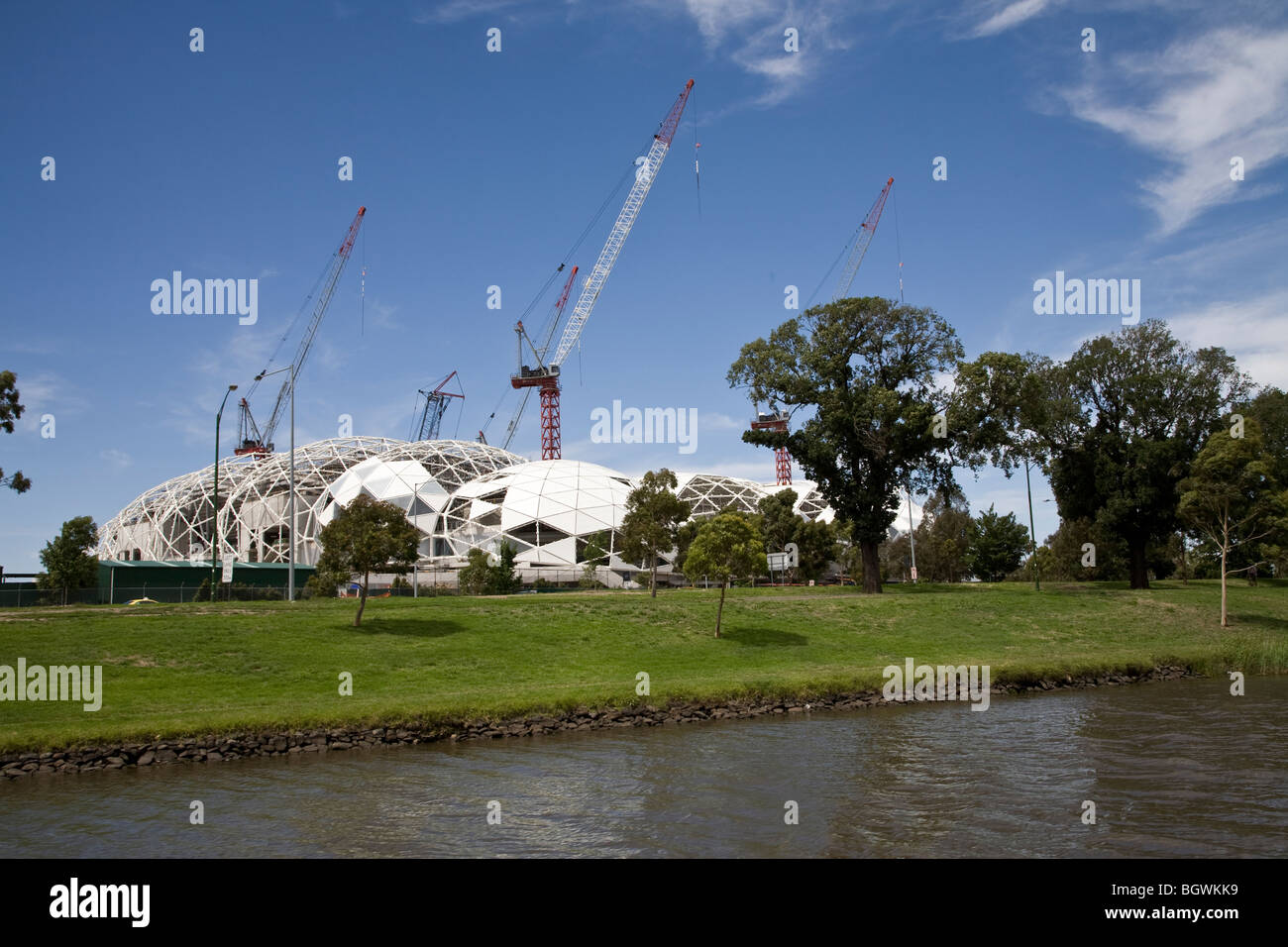 Das rechteckige Stadion im Bau in Melbourne, Victoria, Australien. Stockfoto