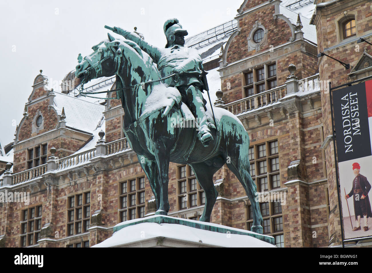 Statue von König Charles X Gustavus (Carl X Gustaf) (1622-1660), schwedischer König. außen Nordiska Museet, Stockholm, Schweden. Stockfoto