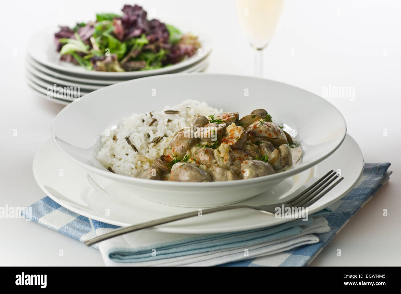Pilz Stroganoff vegetarisches Essen Stockfoto