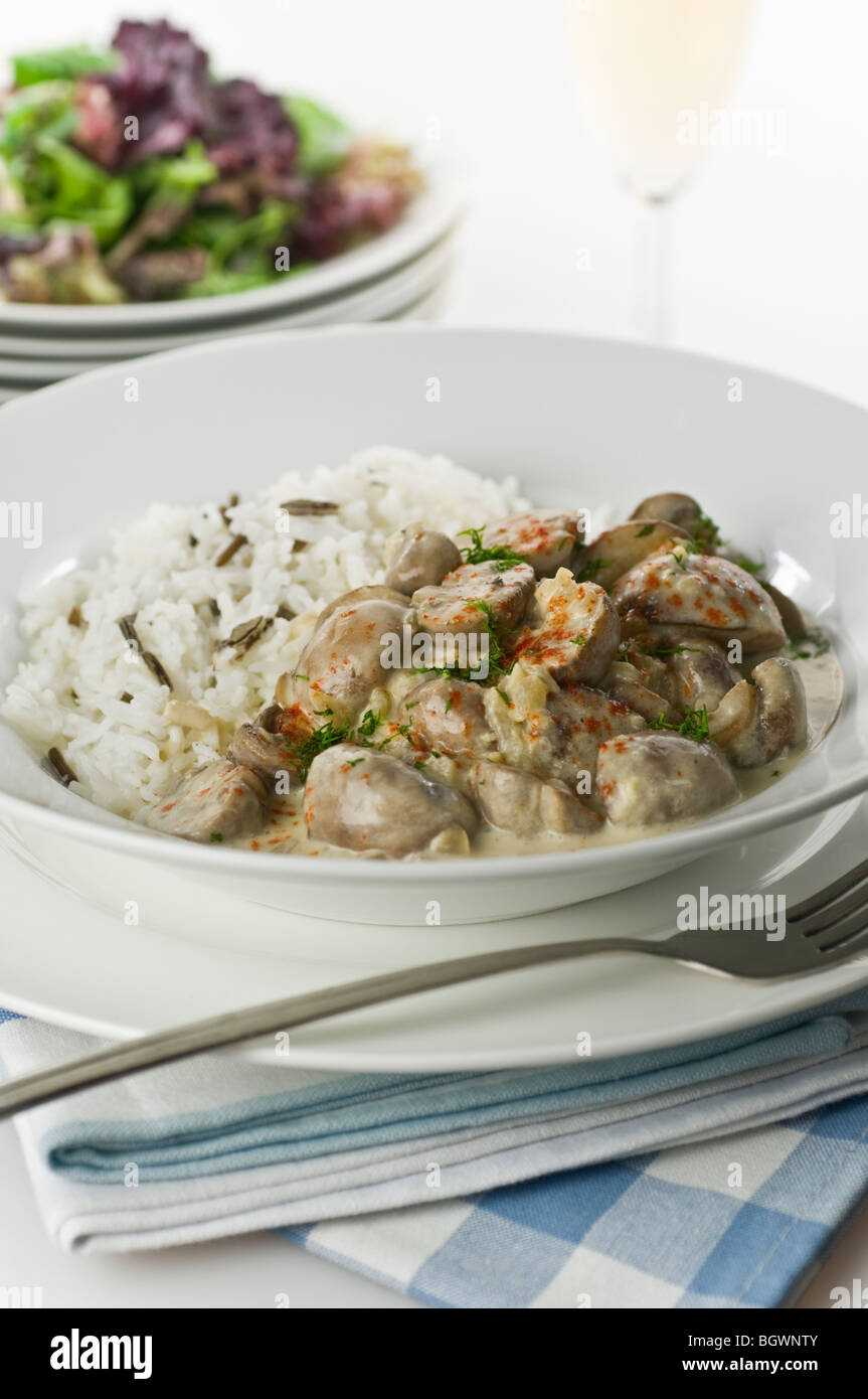 Pilz Stroganoff vegetarisches Essen Stockfoto