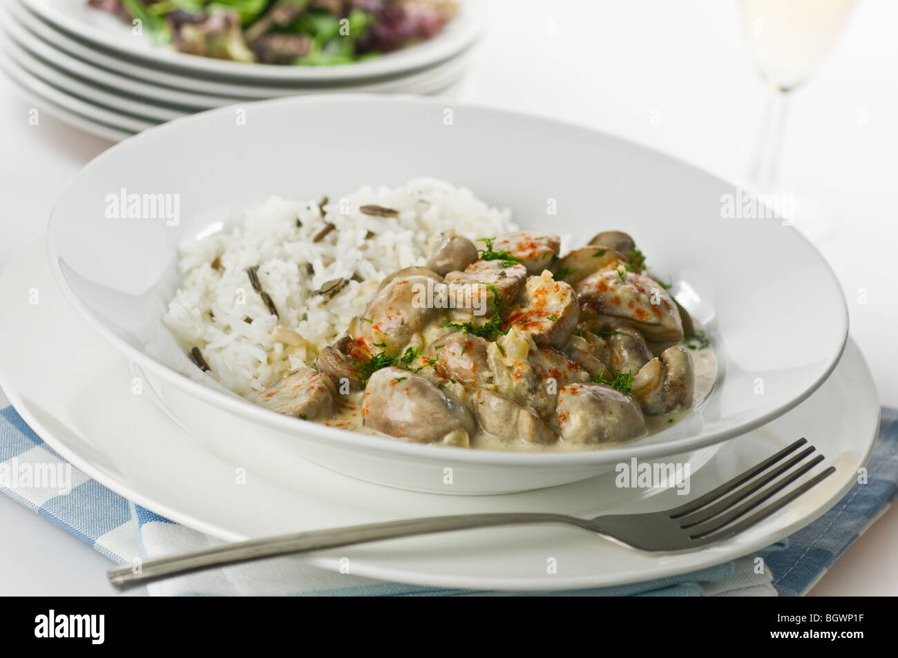 Pilz Stroganoff vegetarisches Essen Stockfoto