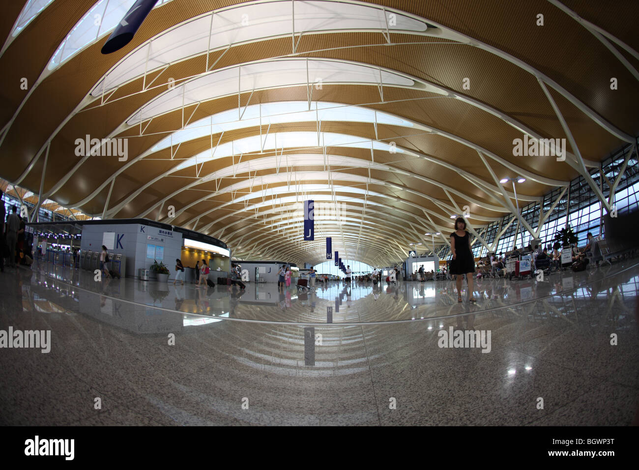 Terminal 3 Flughafen Pudong in Shanghai Stockfoto