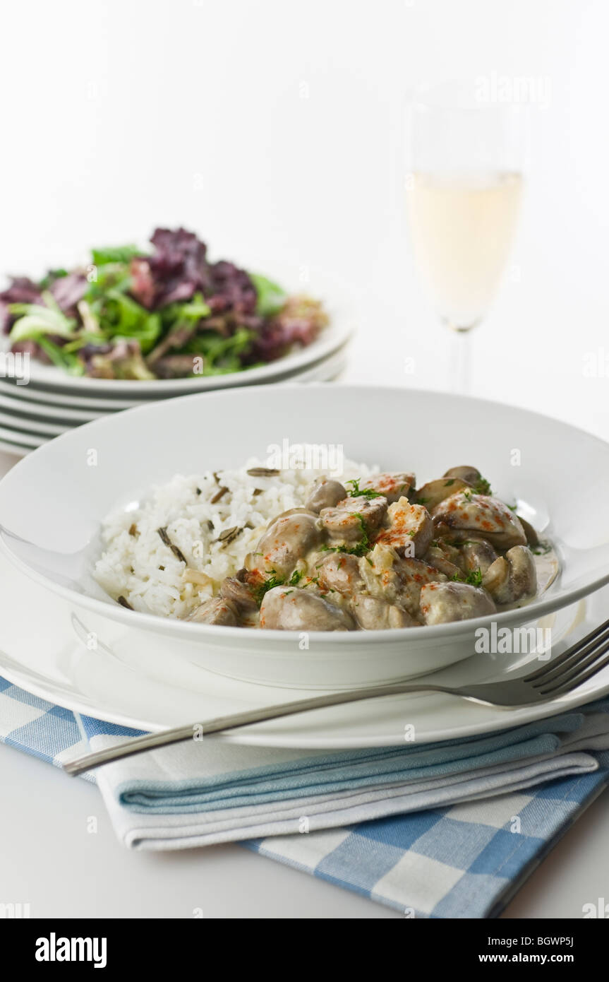 Pilz Stroganoff vegetarisches Essen Stockfoto
