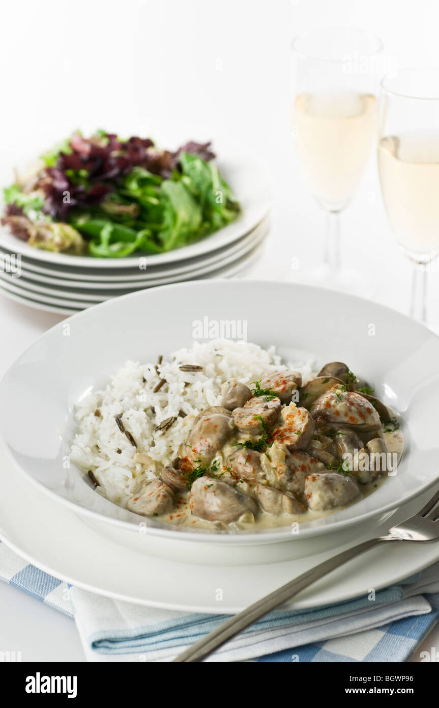 Pilz Stroganoff vegetarisches Essen Stockfoto