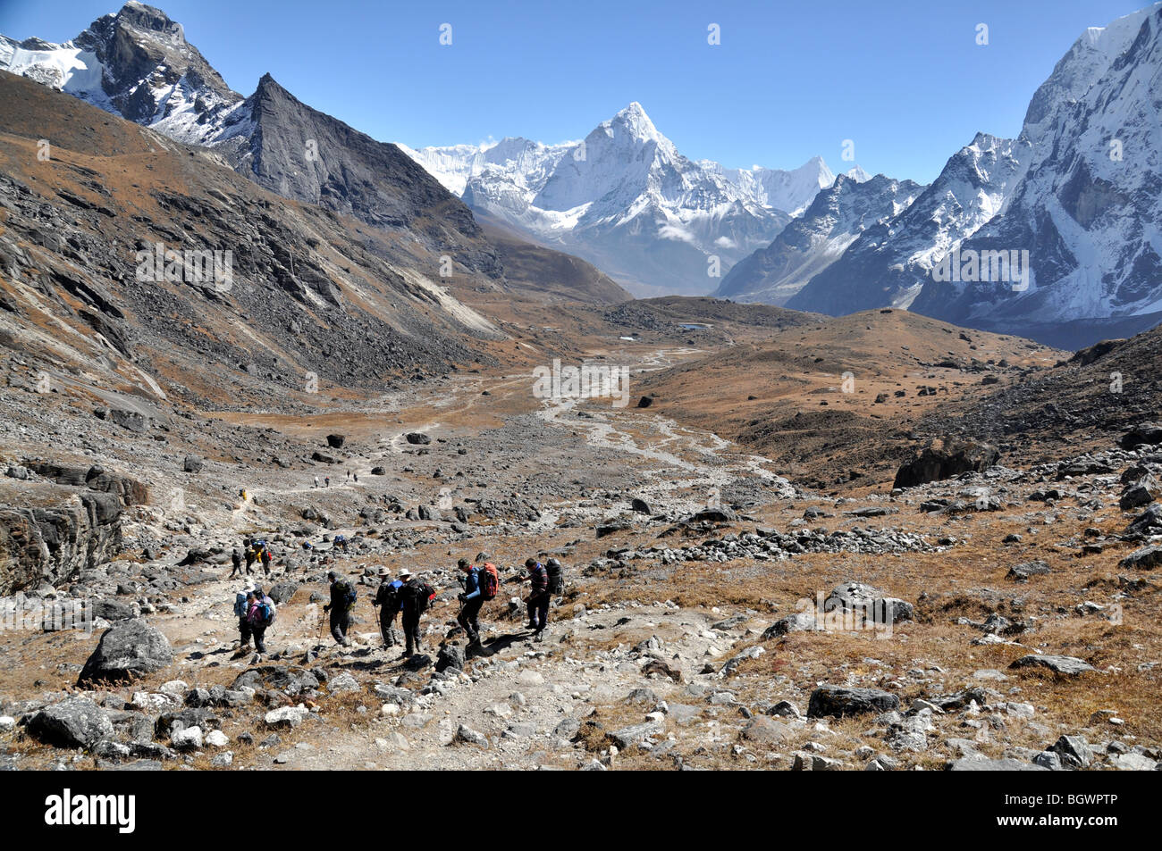 Wanderer auf dem Everest Trail, Himalaya, Nepal Stockfoto