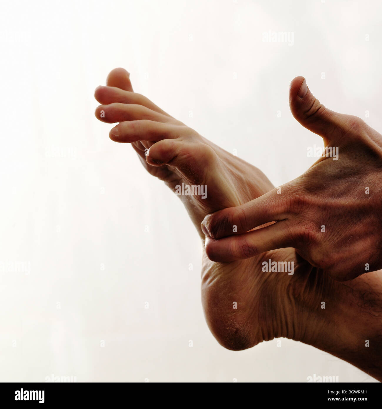 Streckung der Beine in Yoga-Posen Stockfoto