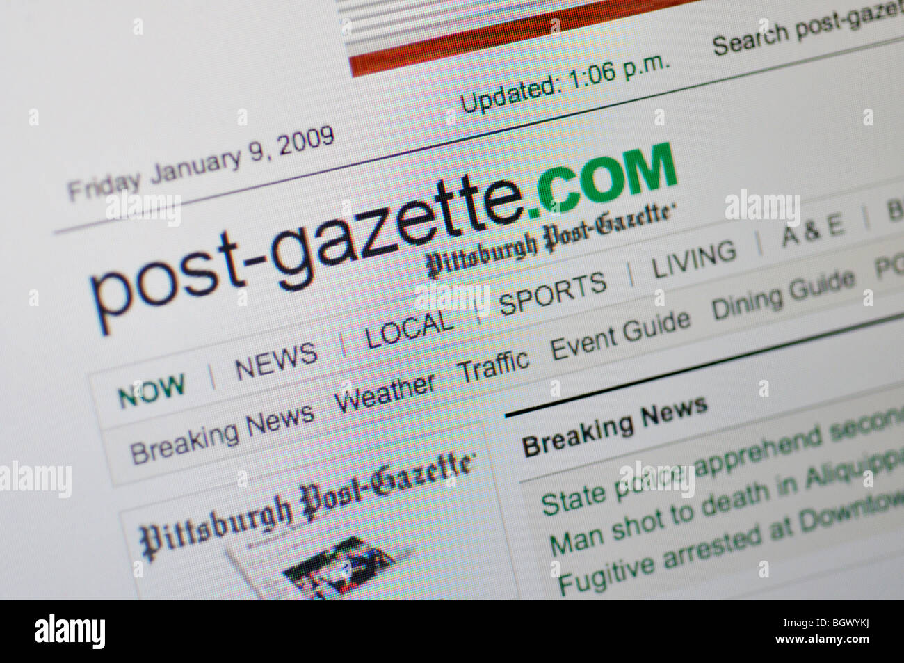 Website der Pittsburgh Post-Gazette Zeitung Stockfoto