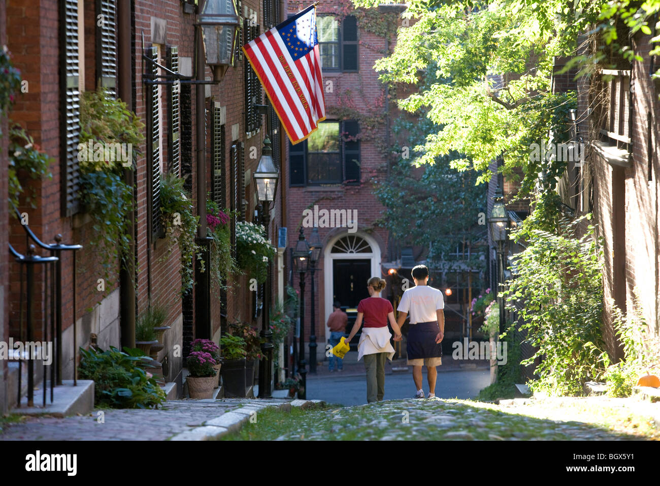 Eichel-Straße, Beacon Hill, Boston, Massachusetts, USA Stockfoto