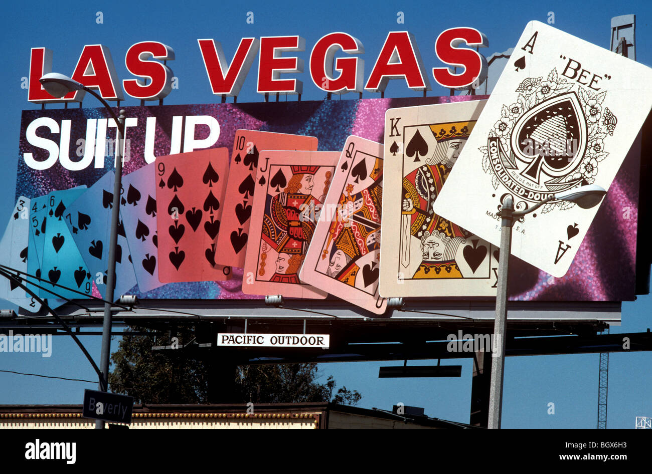 Billboard, die Förderung von Reisen nach Las Vegas in Los Angeles, Kalifornien Stockfoto