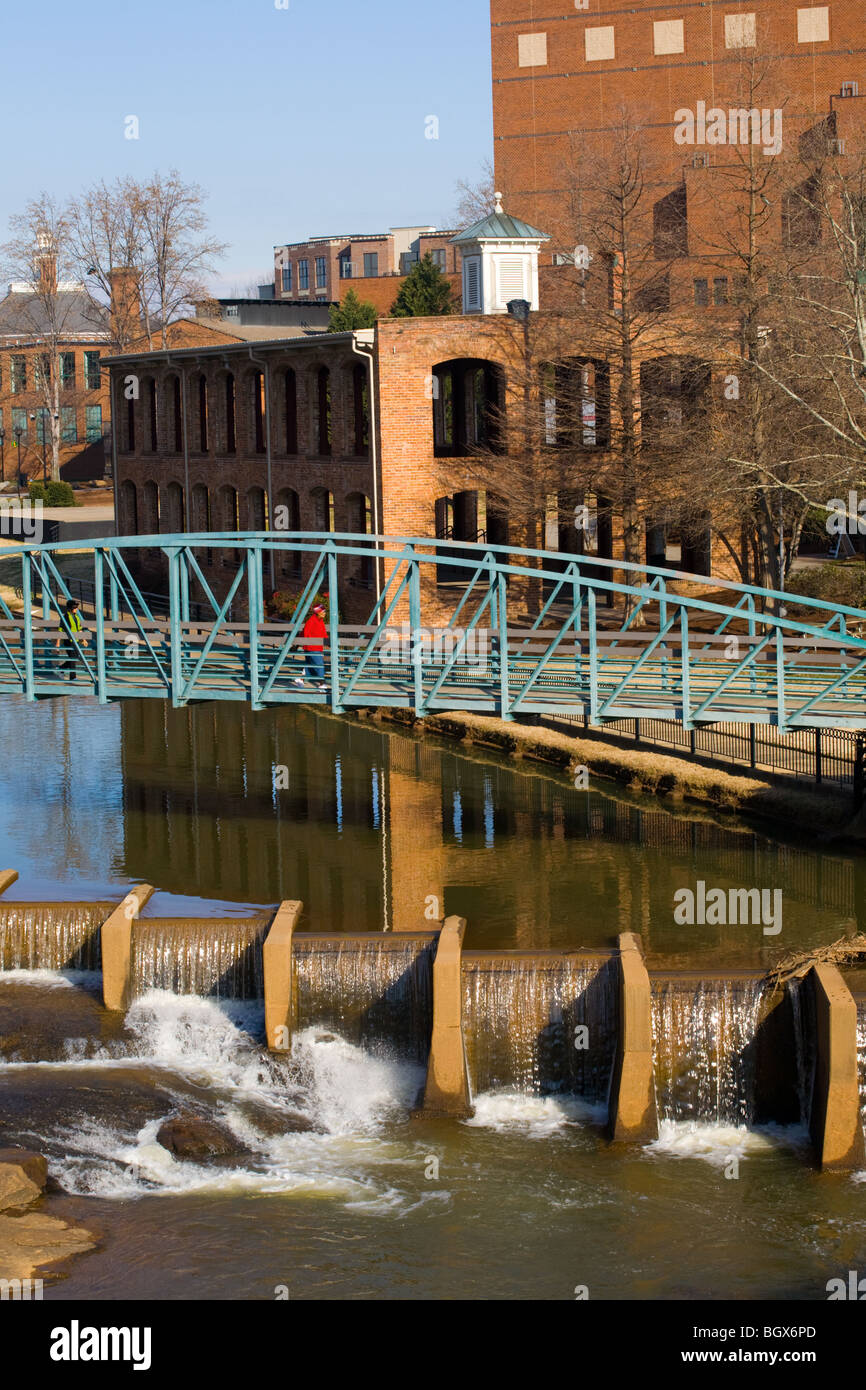 Falls Park am Fluss Reedy, Innenstadt von Greenville, South Carolina Stockfoto