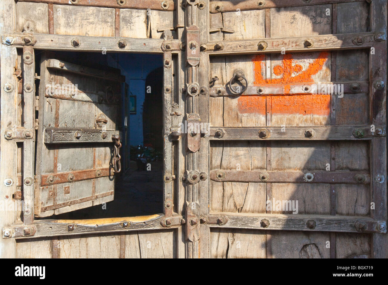Haveli Tür in Pushkar Indien Stockfoto