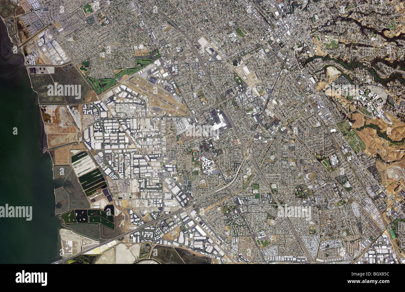Luftbildkarte Blick oben Hayward Kalifornien Stockfoto