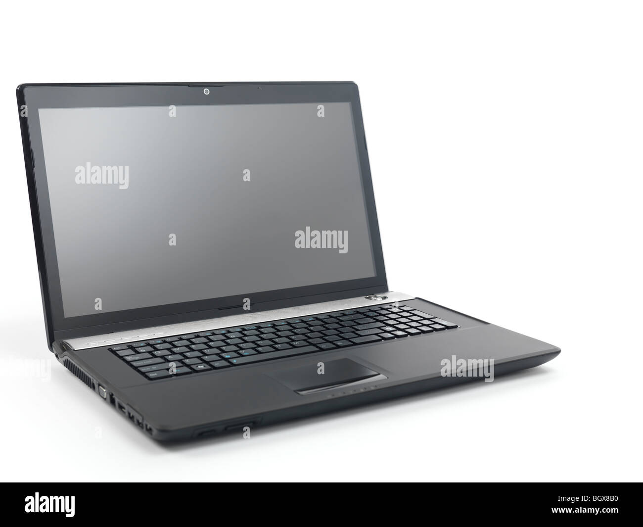 High-End-schwarze 17-Zoll-Notebook Computer isoliert auf weißem Hintergrund mit einem Beschneidungspfad Stockfoto
