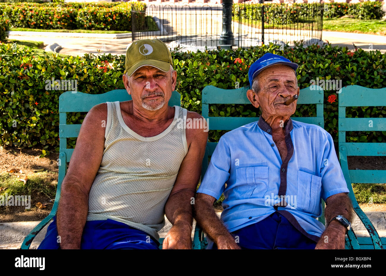 Alte Männer in Quadrat von Cienfuegos Kuba Stockfoto