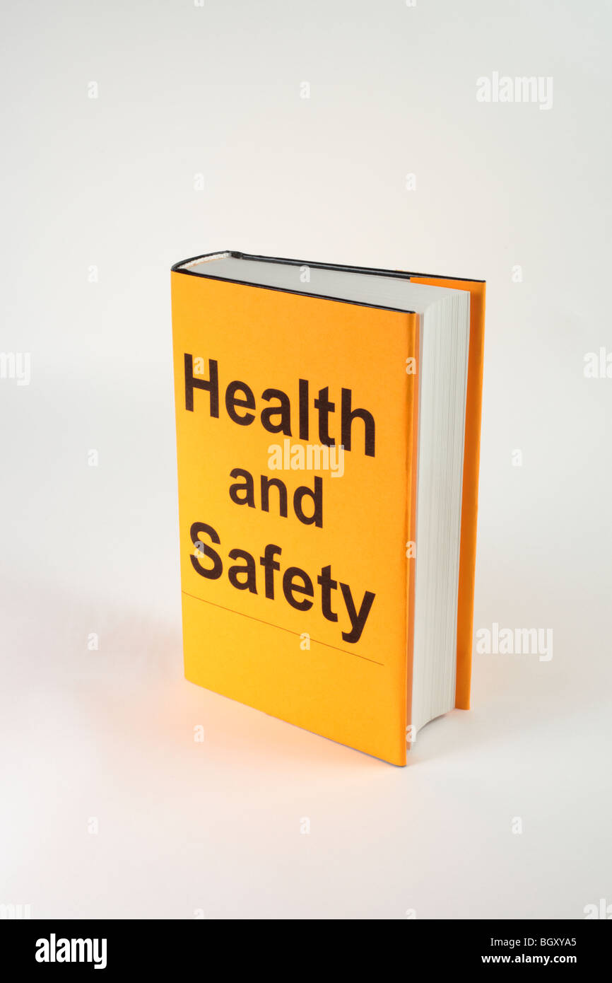Buchen Sie mit orange Abdeckung, die Gesundheit und Sicherheit, sagt Stockfoto