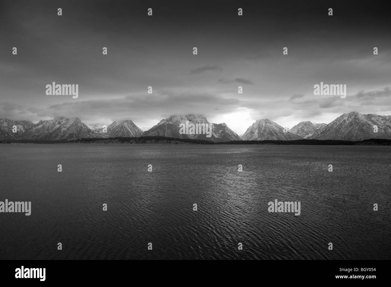 Bewölktem Himmel, Teton, Jackson Lake Stockfoto