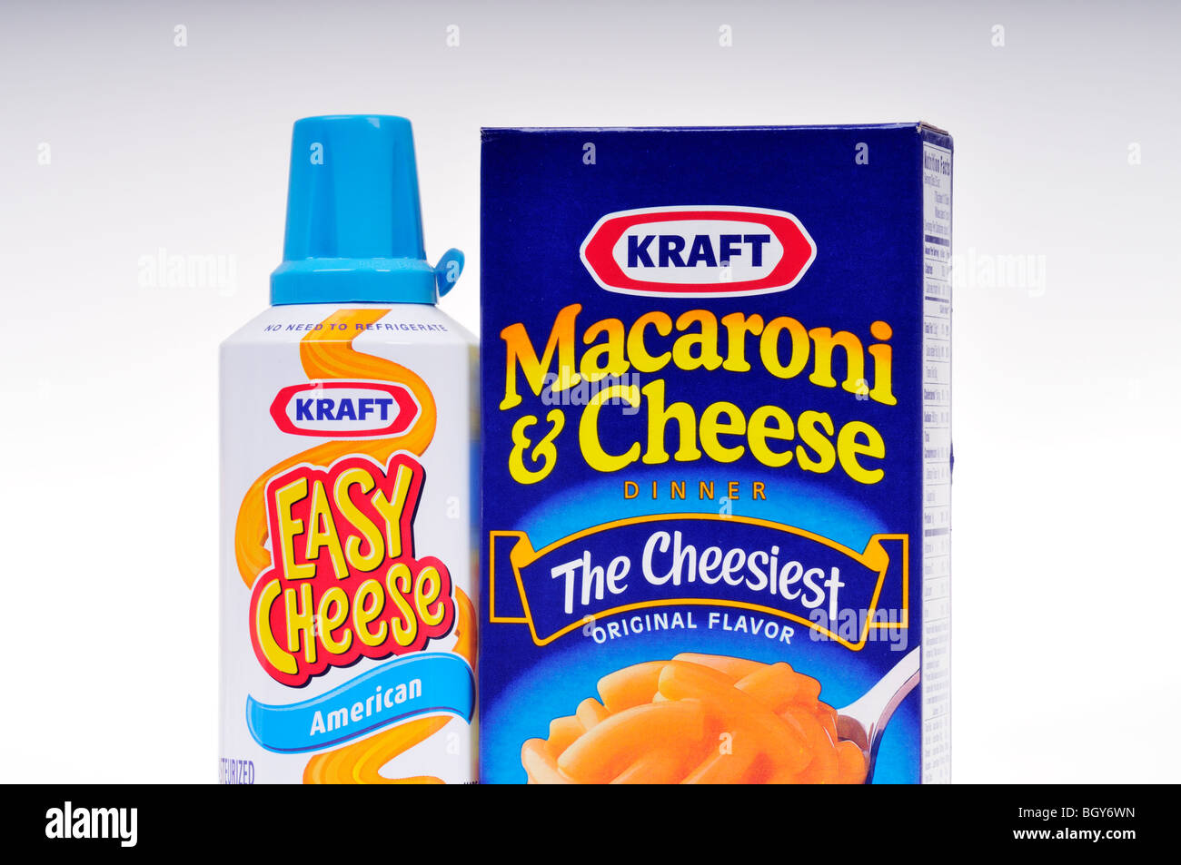 Kraft-Food-Produkte auf weißem Hintergrund Stockfoto