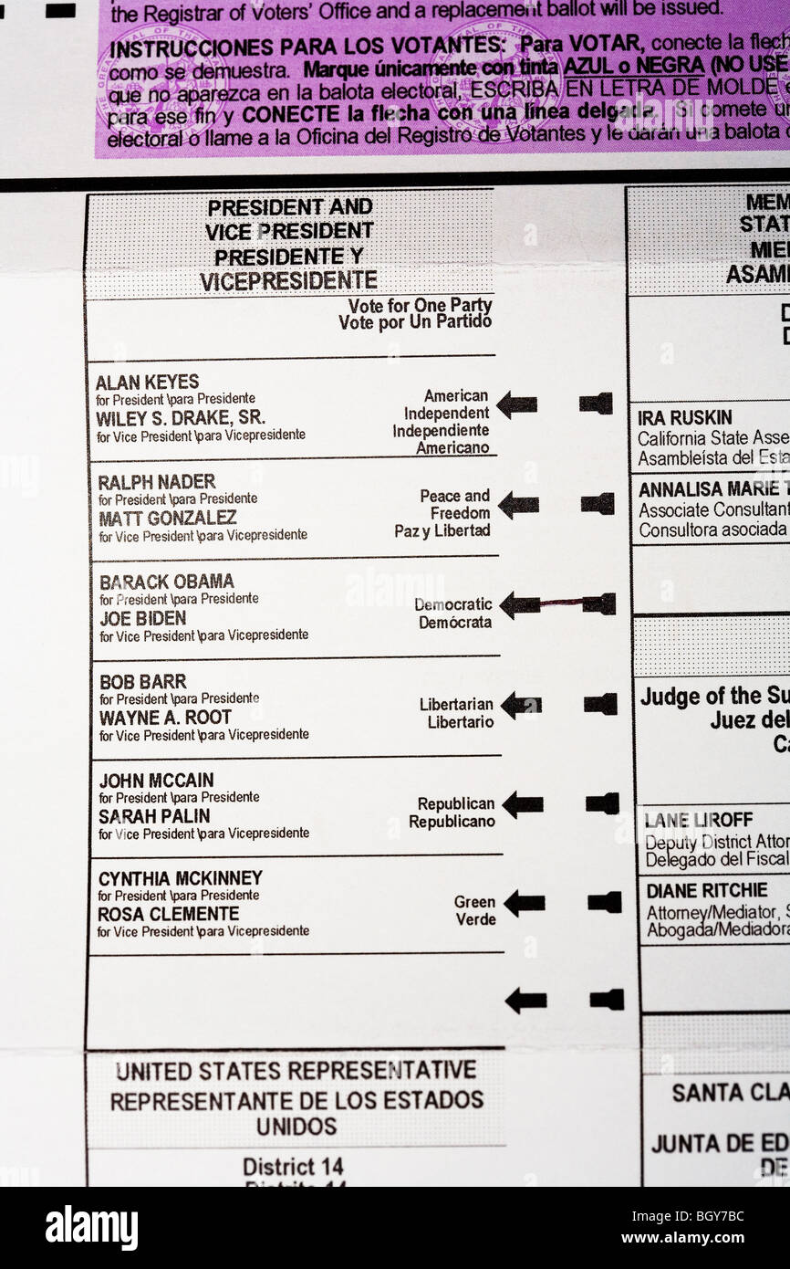 Stimmabgabe Stimmzettel Stockfoto