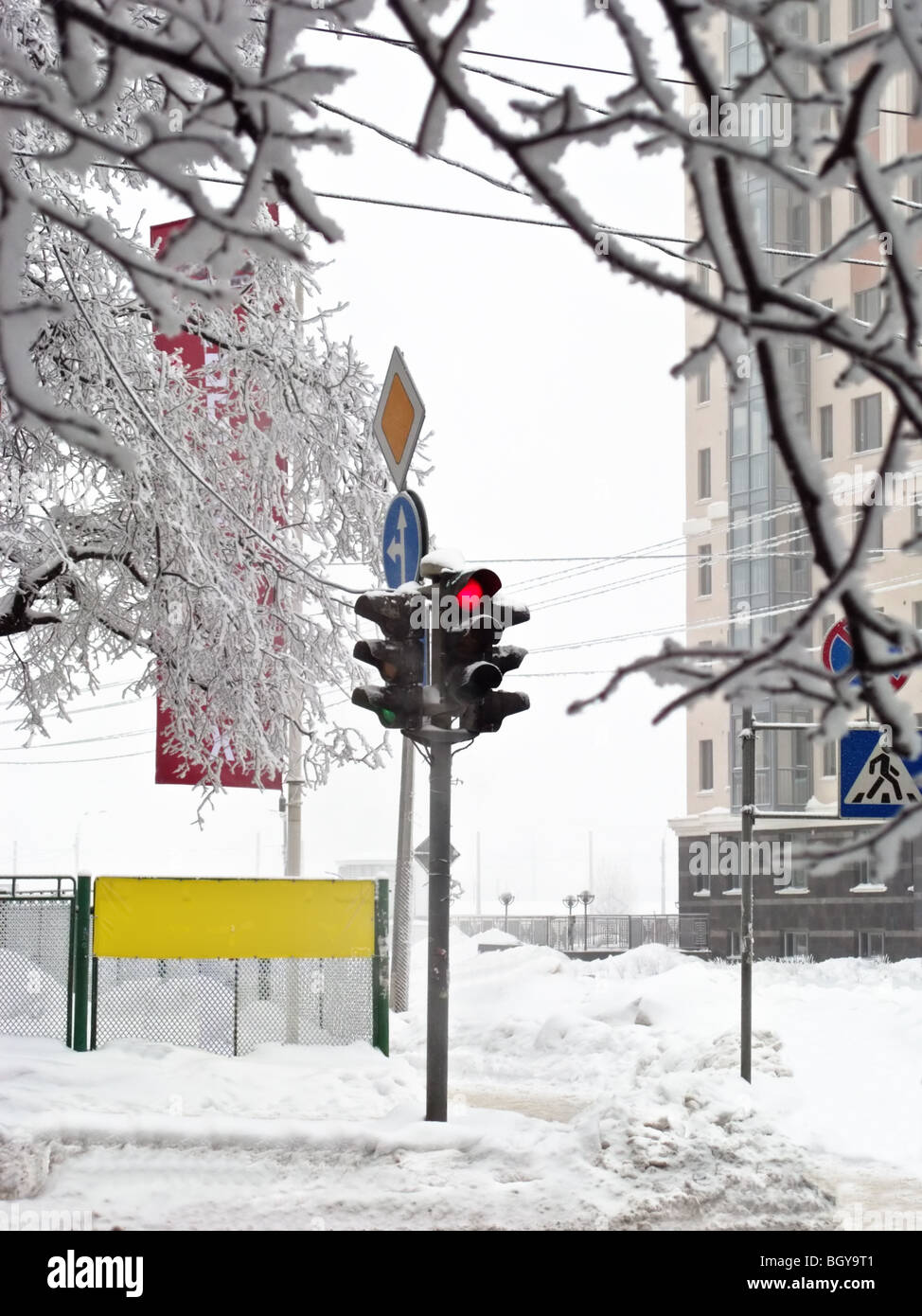 Winter-Ampel Stockfoto