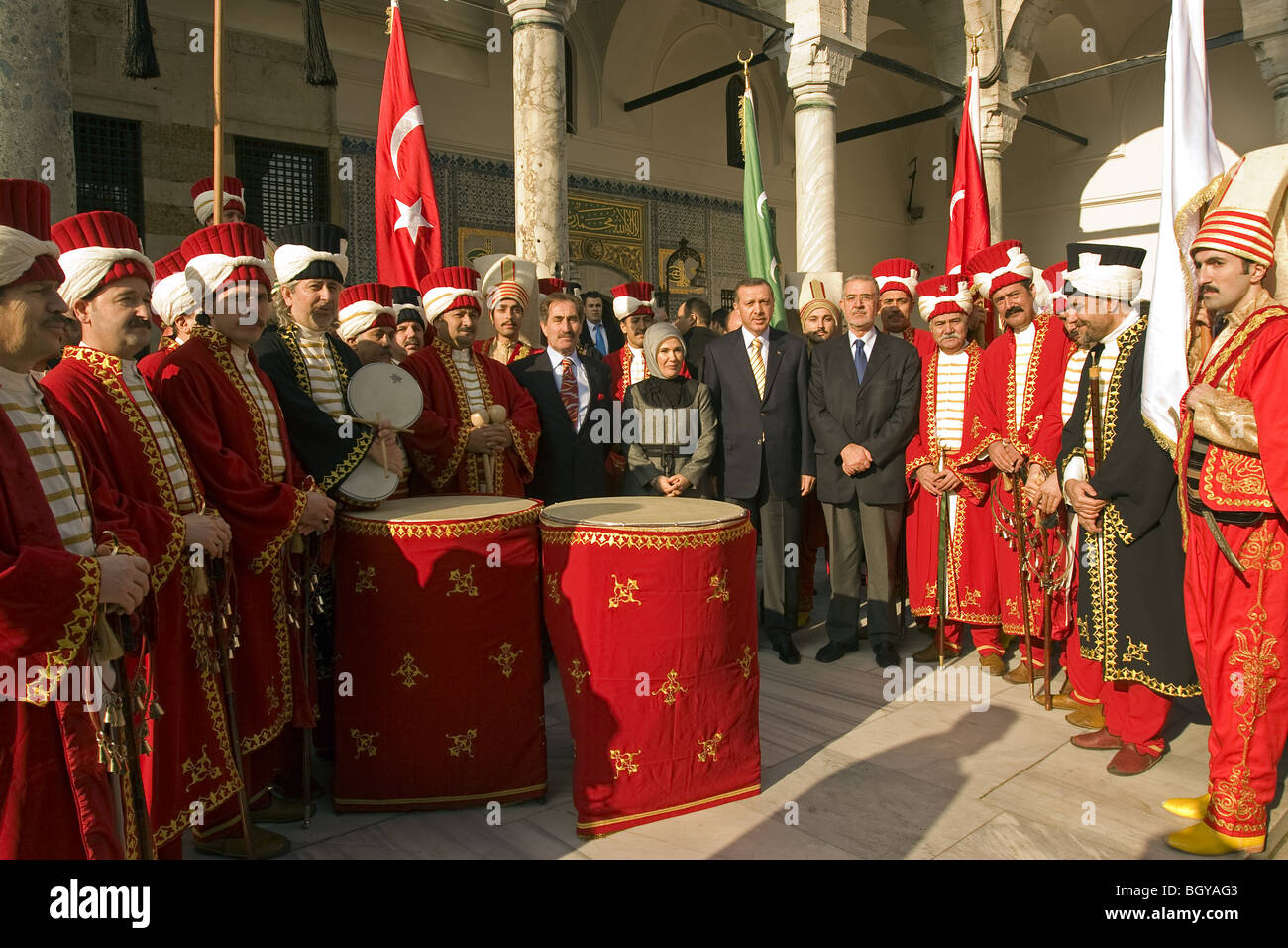 Türkischer Ministerpräsident Tayyib Erdogan und seine Frau im Topkapi Palast, Istanbul. Stockfoto