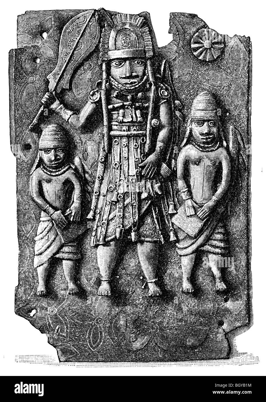 Bronzeplatte aus Benin Stockfoto