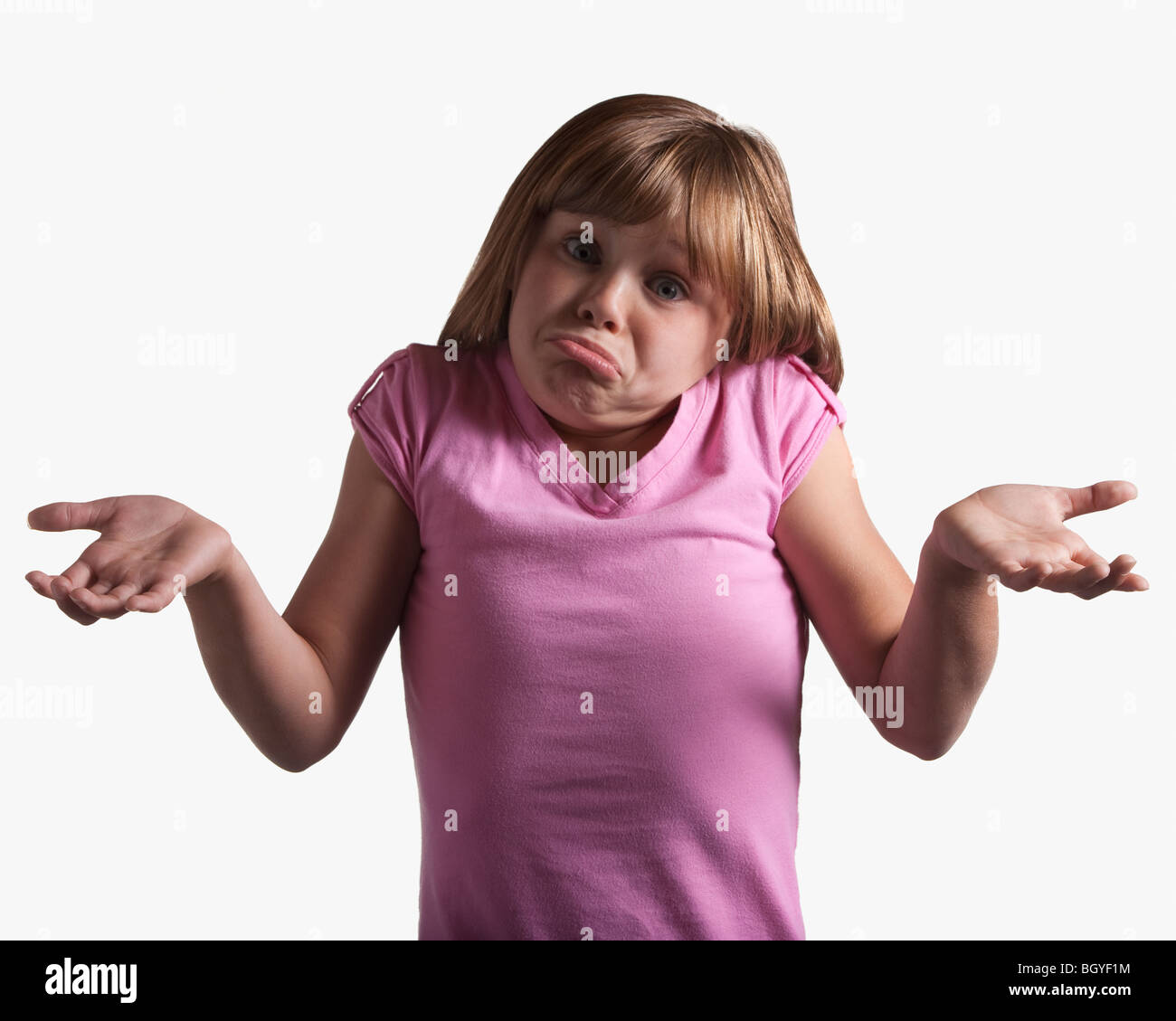 Porträt von verwirrten jungen Mädchen Stockfoto
