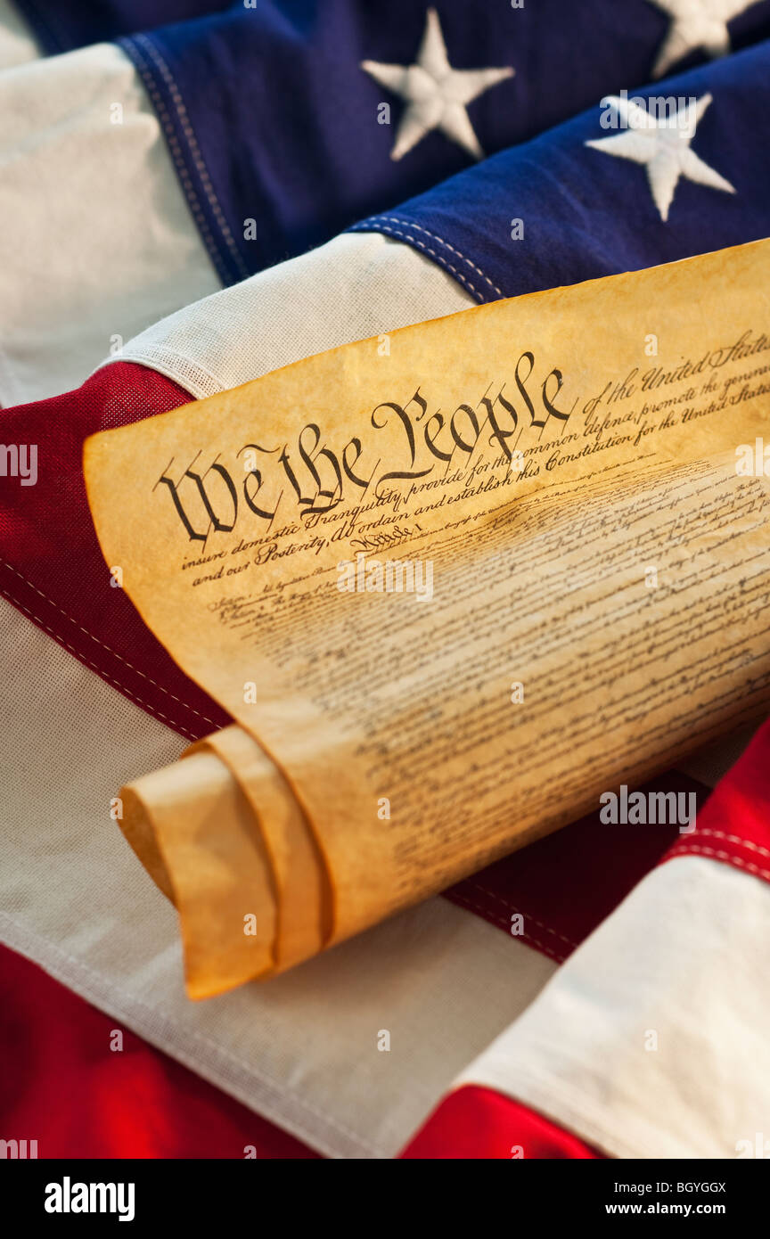 Unabhängigkeitserklärung der Spitze der amerikanischen Flagge Stockfoto